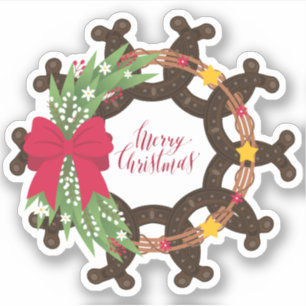 Horseshoe Weihnachtskranz Aufkleber