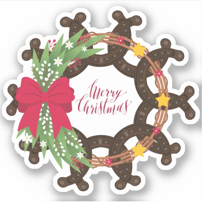 Horseshoe Weihnachtskranz Aufkleber (Vorderseite)