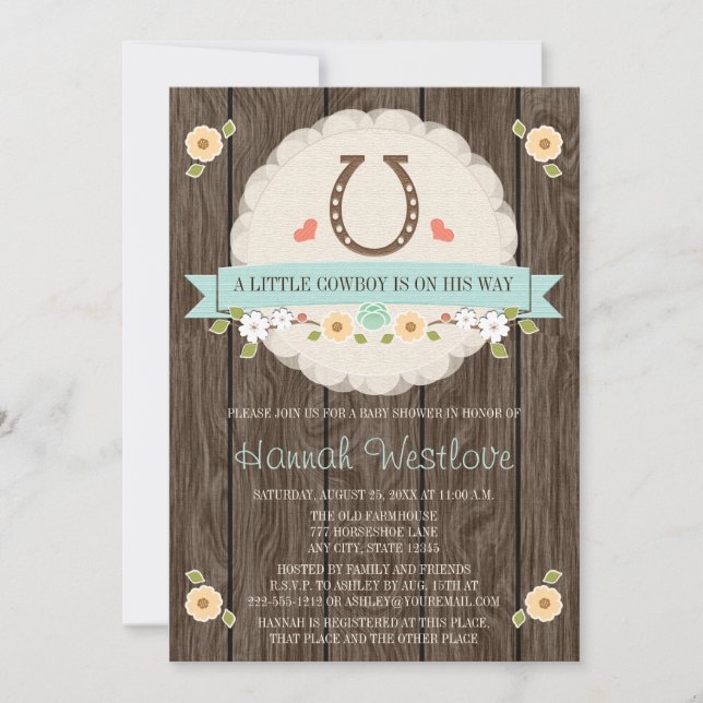 HORSESHOE WESTERN GARN BABY SHOWER INVITATION (Devant)