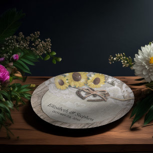 Horseshoes Burlap Lace Sunflowers Polterabend Pappteller