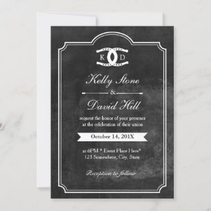 Horseshoes Initials Chalkboard Equine Wedding Einladung