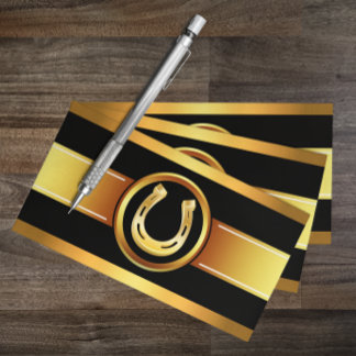 Horseshoing Gold Black Business Card Visitenkarte