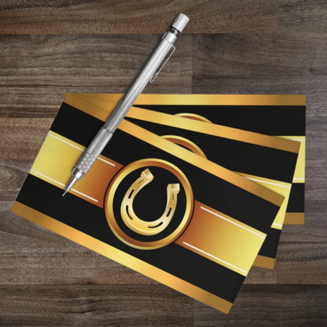 Horseshoing Gold Black Business Card Visitenkarte (Von Creator hochgeladen)
