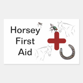 Horsey First Aid Rechteckiger Aufkleber
