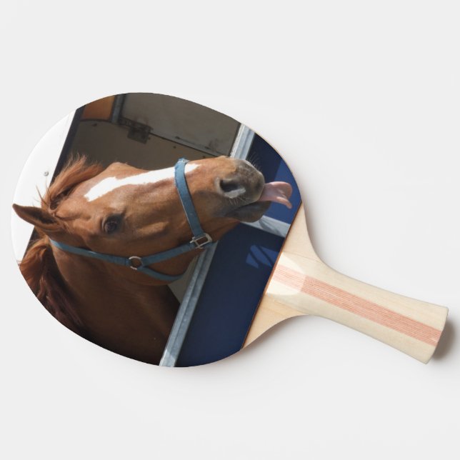 Horsing herum - unverschämtes Kastanienpferd Tischtennis Schläger (Seitenansicht)