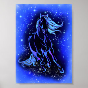 Horst Poster läuft auf Blue Starry Night Poster