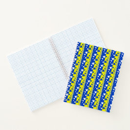 Hört auf blauem und gelbem Hintergrund Notizbuch
