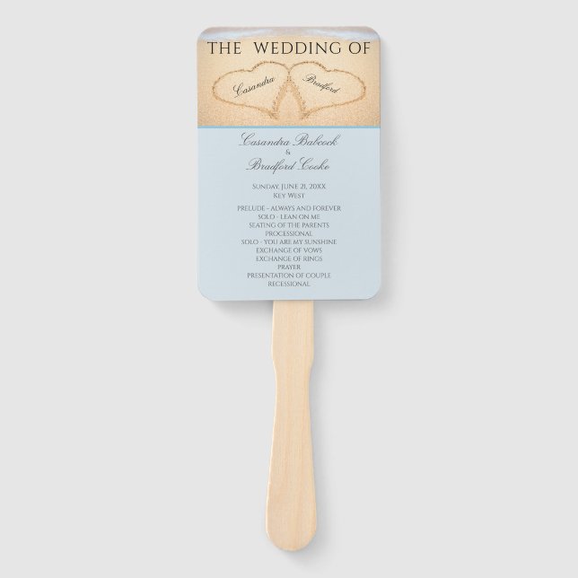 Hört auf der Feier der Strandhochzeit Hand Fächer (Vorderseite)