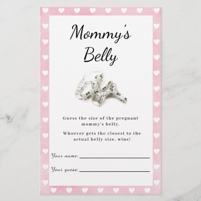 Hört auf Pink Baby Shower Mommy's Game Flyer (Vorne)