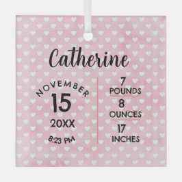 Hört auf rosa Birth Numbers Square Ornament