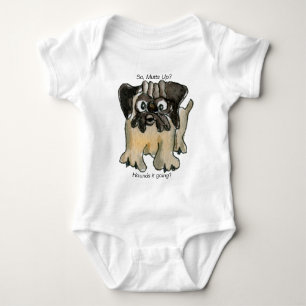 Hört es sich an? Cartoon Mops Dog Baby Baby Strampler