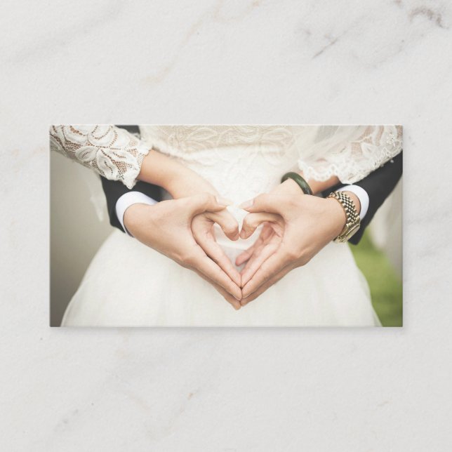Hört in unseren Händen Hochzeit Visitenkarte (Vorderseite)