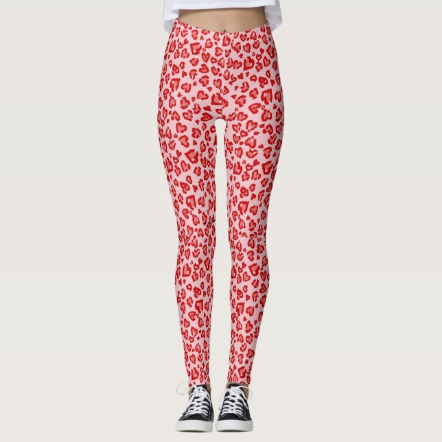 Hört Leopard Muster in Rot auf Blush Leggings (Vorderseite)