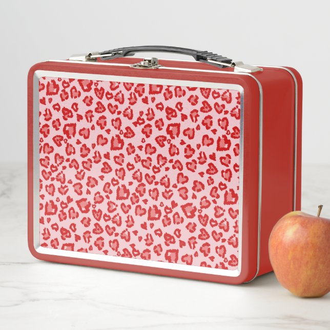 Hört Leopard Muster in Rot auf Blush Metall Brotdose (Beispiel)