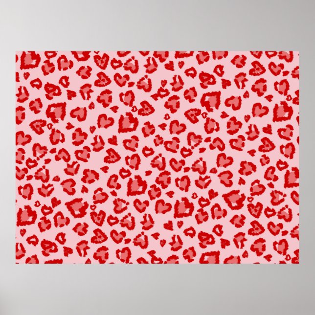 Hört Leopard Muster in Rot auf Blush Poster (Vorne)