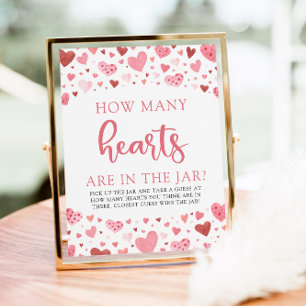 Hört Valentine wie viele Herz-Baby-Duschspiele Poster