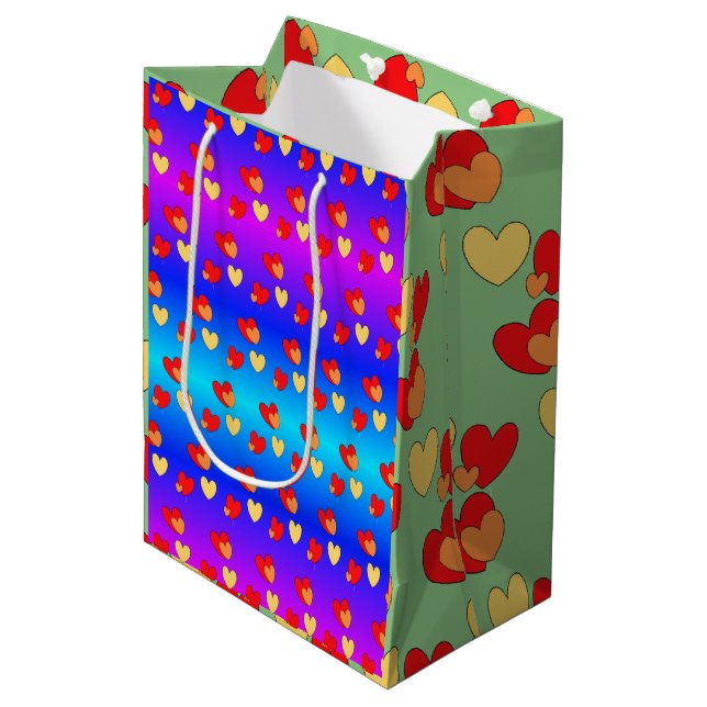 Hört zu. BG Farbgeschenktasche Mittlere Geschenktüte (Vorderseite Schrägansicht)