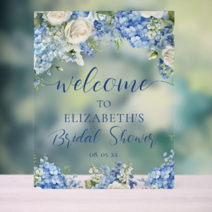 Hortensia Bleu Roses Blanches Floral Script Bienve