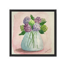 Hortensia dans une impression feutrée d'aquarelle