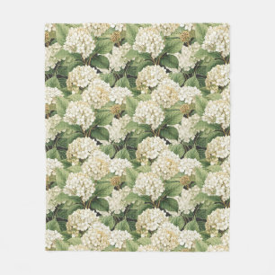 Hortensie Aquarell Blumen Boho Retro-Blumen Fleecedecke