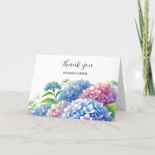 Hortensie Blaue Blumige Hochzeits-Danksagung Dankeskarte