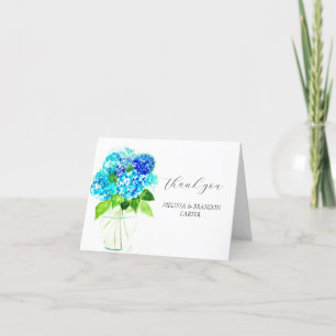 Hortensie Blaue Florale Rustikale Hochzeits-Dankes Dankeskarte