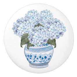 Hortensie Chinoiserie Blaue Blütenblüte Keramikknauf