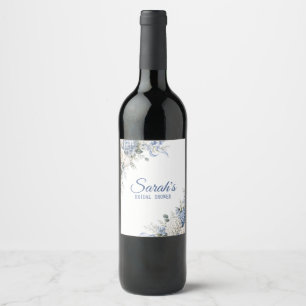 Hortensie Coastal Bridal Shower Personalisiert Weinetikett