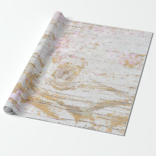 Hortensie Floral Weiß Abgenutzt Vintage Holz Geschenkpapier