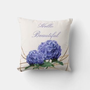 Hortensie & Gold Elegante Florale Personalisierte Kissen