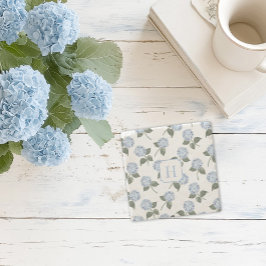 Hortensie Hamptons Blaue Blumen Monogramm Steinuntersetzer