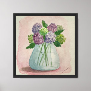 Hortensie im Hush-Druck des originalen Aquarells Leinwanddruck