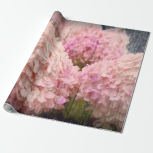 Hortensie Vintage Rosafarben Florale Holzdecoupage Geschenkpapier