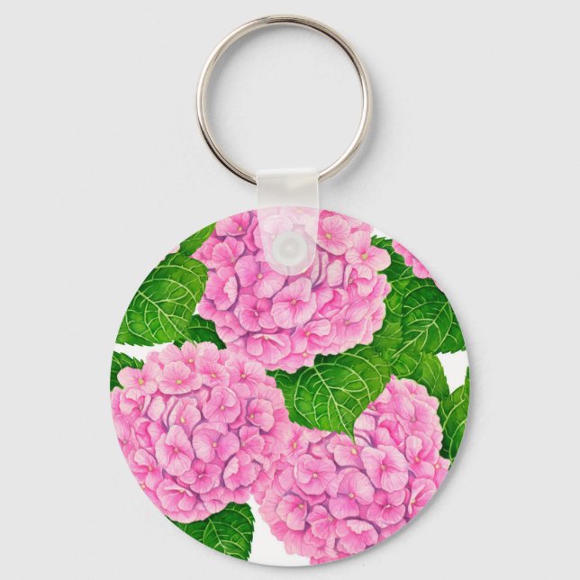 Hortensie Wasserfarbmuster Schlüsselanhänger (Vorderseite)