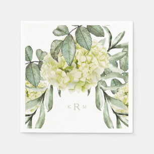 Hortensien-Blatt-Mint-Monogramm-Cocktailservietten Serviette