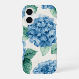 Hortensien-Blau-Blumen-Aquarell-Botanische Blüten iPhone 16 Hülle