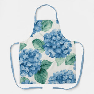 Hortensien-Blau-Blumen-Aquarell-Botanische Blüten Schürze