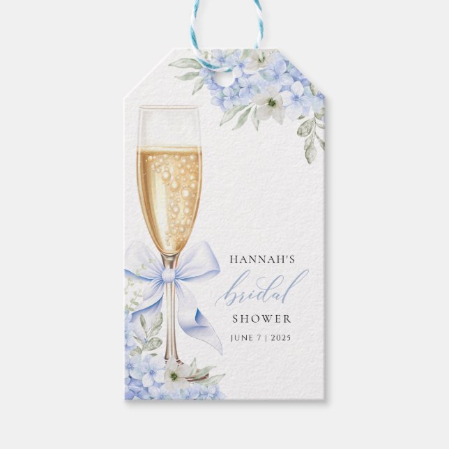 Hortensien Blau Florale Brautparty Geschenkanhänger (Vorderseite)