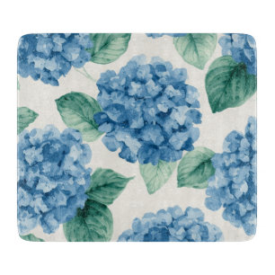 Hortensien-Blau Florale Wasserfarbe Botanische Blü Schneidebrett