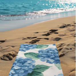 Hortensien-Blau Florale Wasserfarbe Botanische Blü Strandtuch
