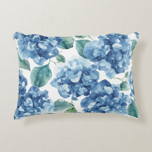 Hortensien-Blues   Wasserfarben-Blüten-Blumenmuste Dekokissen