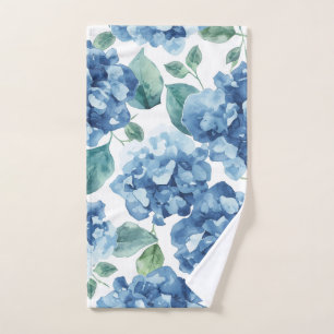 Hortensien-Blues Wasserfarben-Blüten-Blumenmuste Handtuch