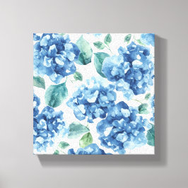 Hortensien-Blues | Wasserfarben-Blüten-Blumenmuste Leinwanddruck