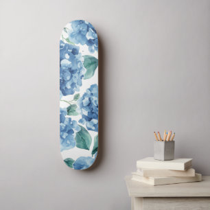 Hortensien-Blues Wasserfarben-Blüten-Blumenmuste Skateboard