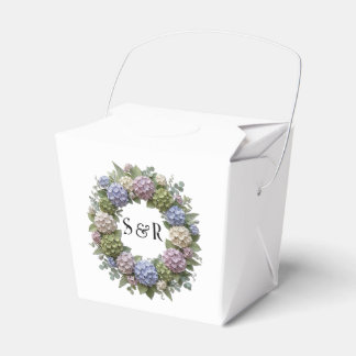 Hortensien-Kranz-Monogramm-Hochzeitsgunst-Box Geschenkschachtel