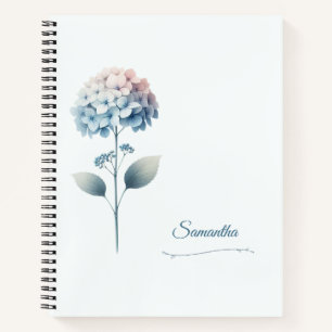 Hortensien-Notizbuch mit individuellem Namen Notizbuch