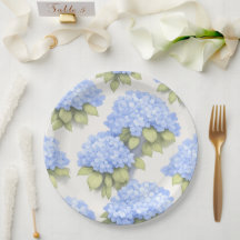 Hortensien-Teller | Elegante Elfenbeinblaue Blumen