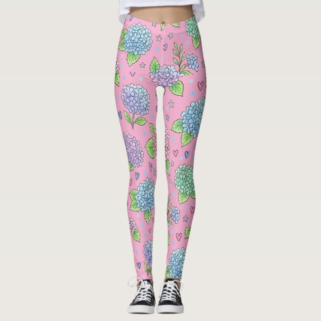 Hortensienblüte Leggings (Vorderseite)