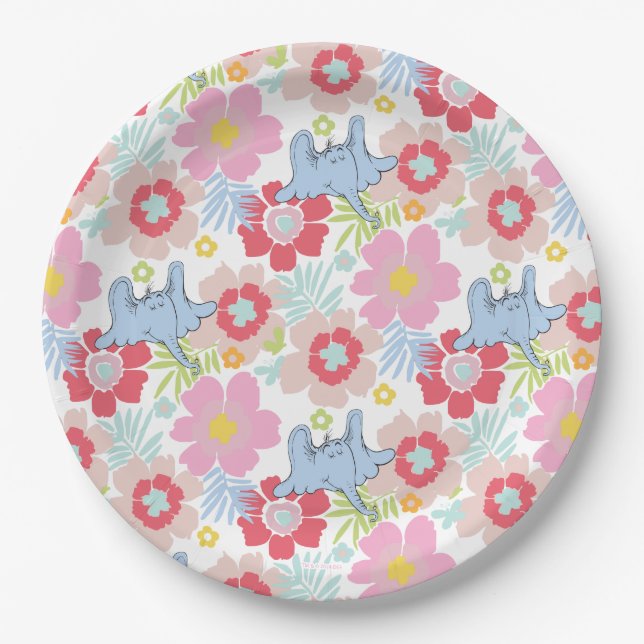 Horton hört A Who | Muster der Blume Pastel Pappteller (Vorderseite)