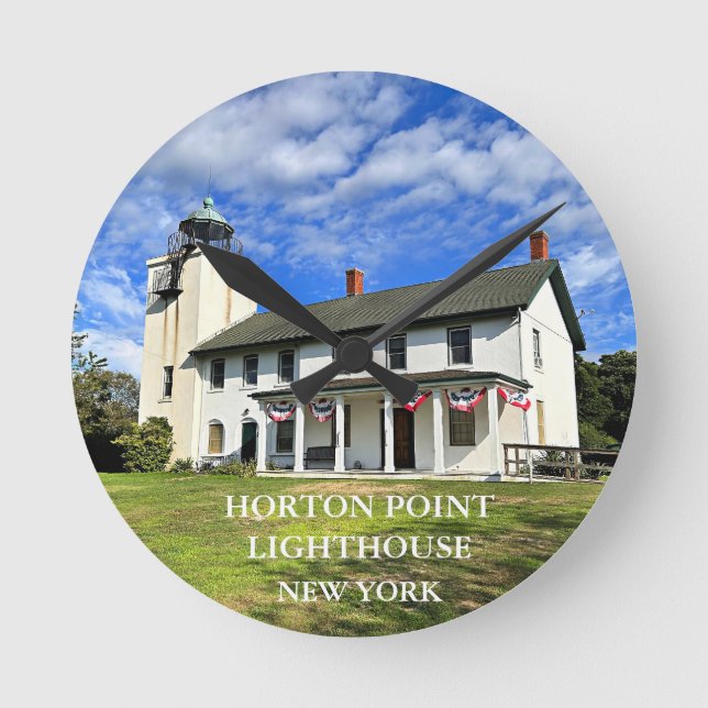Horton Point Lighthouse, New York Round Clock Runde Wanduhr (Vorderseite)